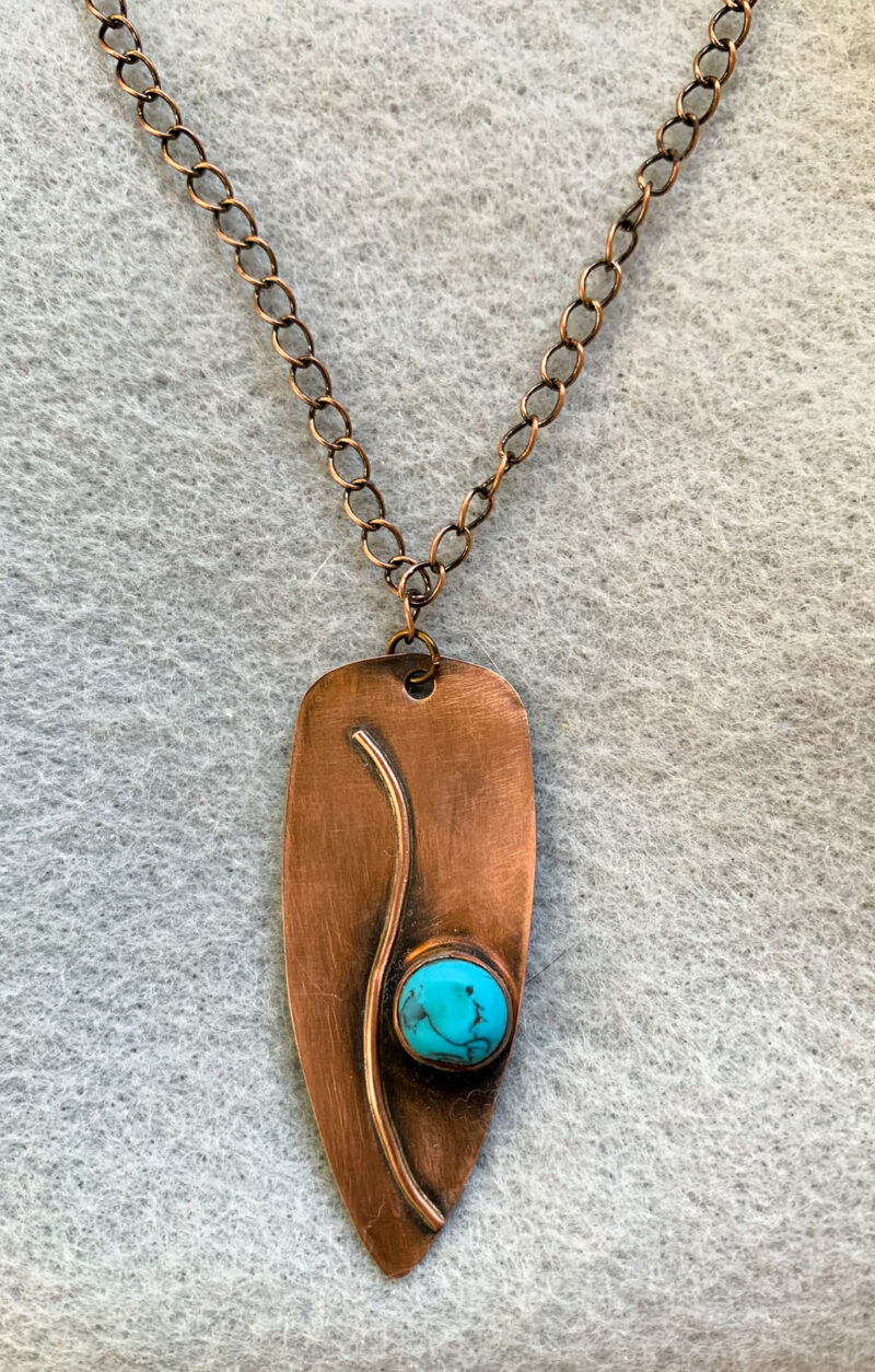 Photo of copper pendant with faux turquoise